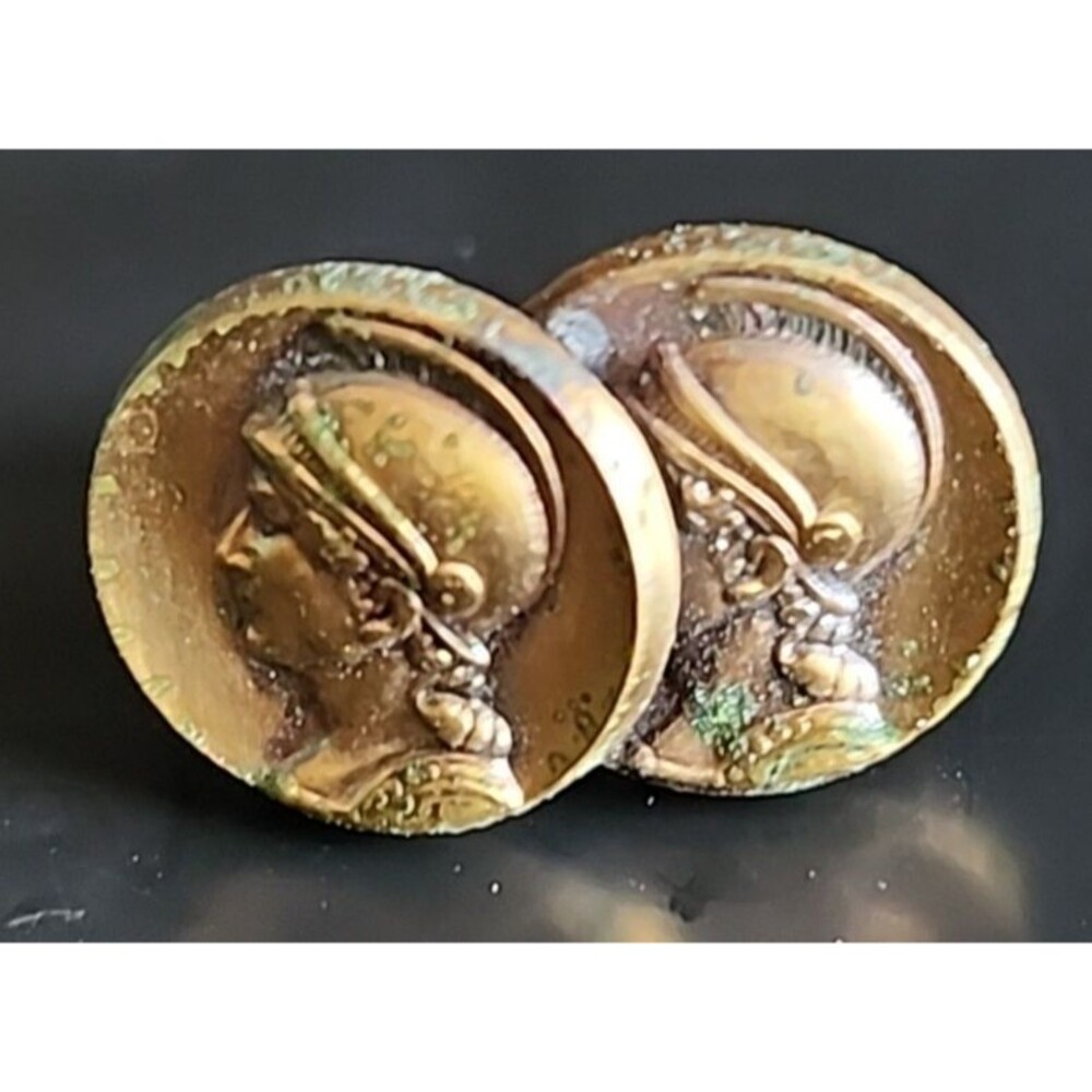 Vintage Roman Centurion Coin Tie Bar Gold Tone Men’s Clip Jewelry Retro Classic